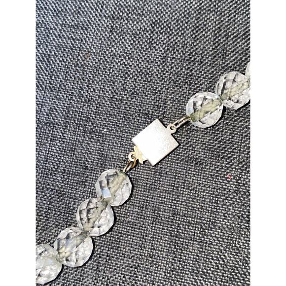 Vintage 1950’s Faceted Crystal Glass Bead Necklace 17” W/ Sterling Silver Clasp - Picture 4 of 7